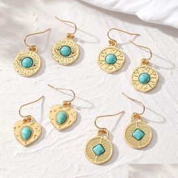 Charm Geometric Heart Water Drop Turquoise Evil Eye Charms Earrings For Women New Trendy Pendant Ear Jewelry Delivery Dhgarden Dh4N7