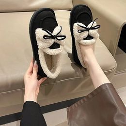 Dress Shoes Anti-fur Leisure Chain Women's Shoes Flat Loafers Walking Home Plush Boots Sports Comfortable Work Shoes Women's Shoes 231006