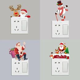 Wall Stickers 1PC Year Christmas Wall Stickers Holiday Switch Stickers Xmas Wall Switch Decorative Removable Wall Stickers Decoration 231005