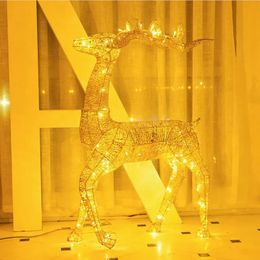 Christmas Decorations 40cm Christmas Deer Cart Ornaments Gold Reindeer Sleigh Christmas Decorations for Home Xmas Gifts Year Party Decor Noel 231005