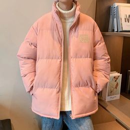 Men's Down Parkas Oversized Thickened Coat Men Loose Warm Parka Solid Winter Street Korean Comfortable Stand Collar Male Pink Coats 231005