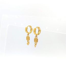 Ladies 18 K Stamp Yellow Gold GF Rococo Heart padlock Drop Dangles Solid Earrings New Gift Wholehearted266f