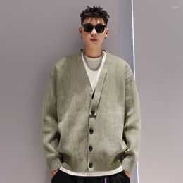 Men's Sweaters HOUZHOU Knit Cardigan Male Korean Style Sweater Coat Men Old Money Autumn Winter Loose Casual Long Sleeve Streetwear