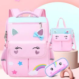 School Bags Girls Boys Large Backpacks Primary School Pen Bags Children Shoulder Bag Orthopedic School Backpack Grade Cute Kids Backpack 231006