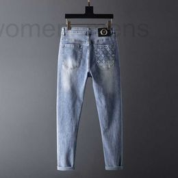 Men's Jeans designer Spring and Autumn Luxury Brand Elastic Slim Fit Small Feet Mid Waist Soft Advanced Comfort Fashion Pants XC3Y