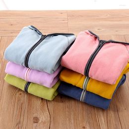 Jackets Children's Double Layer Fleece Coat Autumn And Winter Hooded Baby Long Sleeved Top For Boy Girls' Zippered Sweater Wholesale