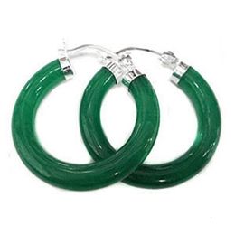 Ear Cuff Natural lady's beautiful a round green jade Stone earrings 231005