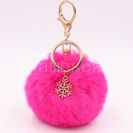 Christmas Snowflake Plush Key Chain For Women Gift Fuzzy Car Bag Pendant Key Ring Convenient Keychain Jewelry Accessories DE812