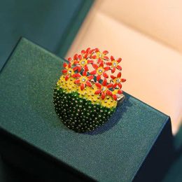 Brooches Muylinda Enamel Cactus Flower Brooch Pin Vintage Flowers For Women Pins Scarf Clip Jewellery Broach Banquet