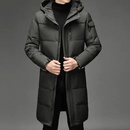 Hooded Black Down Jackets New Mid-length Down Jacket Men Clothing Winter Fashion Warm Downs Coat Male Parkas Mens Jacket
