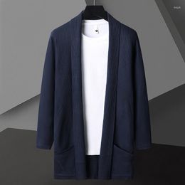 Men's Sweaters High End Fashion Solid Colour Knitted Cardigan Spring And Autumn V-neck Korean Casual Exquisite Pocket Shawl Sweater Coat