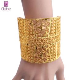 Trendy Flower Bnagle Women Jewelry 24k Gold Color Bangles Bracelet African Dubai Arab Party for Mom Gifts254J
