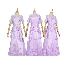 Anime Encanto Isabella Madrigal Cosplay Costume Three-dimensional Flowers Girl Customizable Purple Cosplay Dress Adult and Kidscosplay