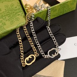 Luxury 925 Silver Necklace Fashion Girl Charm Jewellery New Boutique Pendant Necklace 18K Gold Plated Brand Letter Long Chain G231083PE-3