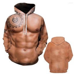 Men's Hoodies 2023 Long Sleeve Casual Street False Muscle Hoodie 3D Printing Spring And Autumn Wear Pullover