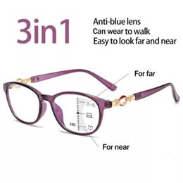 Sunglasses Frames FG 3 in 1 Progressive Multifocal Reading Glasse Anti blue Eyeglasses Easy To Look Far and Near 1 0 4 0 231005