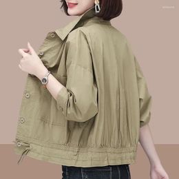 Women's Jackets 2023 Spring Autumn Fashion Casual Short Jacket Large Size Loose Wild Cotton Windbreaker Coat Ladies Overcoat 4XL