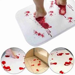 Carpets Soft Halloween Style Rug Decoration Blood Footprints Mat Bathroom Carpets tapis de bain Toilet Rug 231006