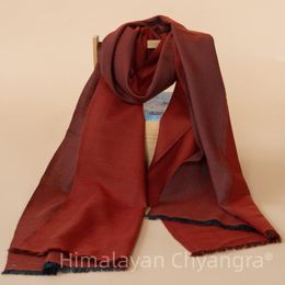 Scarves Super Fine Marino Wool Scarf Dark Red Grey Woven Very Soft And Warm Made In Nepal