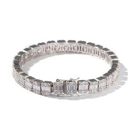 Hiphop Silver Square Diamond Bracelet Tenns Bracelet 7inch 8 inch 8 6mm Simulate Dimonds Bangles Braceles230u