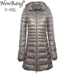 Women's Down Parkas Bang 7XL 8XL Plus Long Down Jacket Women Winter Ultra Light Down Jacket Women With Hooded Down Coat Female Big Size Coats 231005