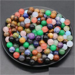 Stone 12Mm Non Porous Ball Crystal Natural Minerals Reiki Healing Beads Pink Quartz Amethyst Sphere Diy Gifts Citrine Home D Dhgarden Dhqv8