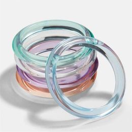 Girls Cool Summer Acetic Acrylic Bangles Bracelets Transparent Clear Fashion Resin Bangle Bracelet For Women279L