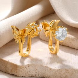 Stud Earrings Style Butterfly Star Zircon Gold Color For Women Piercing Ear Nails Fashion Jewelry Wedding Gift Free Delivery 2023