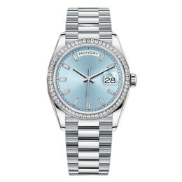 Relógio masculino LF Factory Platinum 41mm Ice Blue Árabe Rare Dial Automático Moda Feminina Relógio Diamante Dobrável 2813 Relógios Mecânicos Luminosos