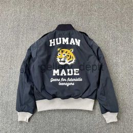 Men's Jackets HUMAN MADE 22AW Japan Autumn And Winter Badge Flying Jacket Tiger Head Men's And Women's Baseball Short Coats J231006