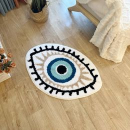 Bath Mats White Rug Bath Mat Non-Slip Kitchen Mat Absorbent Tufted Kids Bathroom Washable Eye Shaped Shaggy Floor Carpet for Pets 230927