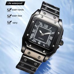 mens Square tank watch Vintage Automatic Roman orologio Luxury designer fashion couple watch high quality stainless steel man legant noble watches waterproof