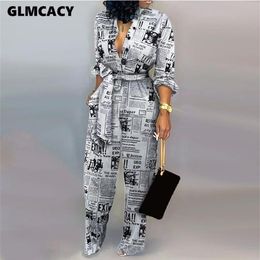 Women Jumpsuit Sexy Ladies Jumpsuits Party Long Pants Long Sleeve Jumpsuit Skinny Newspaper Print Outfits T200624290M