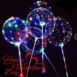 Other Event Party Supplies 10/20 Pcs LED Bobo Balloons Handle Luminous Transparent Helium Ballons with String Lights Party Birthday Wedding Festival Decor 231005