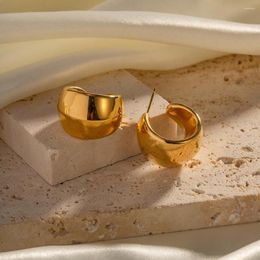 Hoop Earrings Minar Minimalist Metallic Arch Chunky 18K Gold PVD Plated Titanium Steel Waterproof Earring For Women Man Unisex