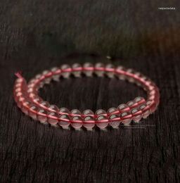 Link Bracelets Natural Mozambique Pink Crystal Bracelet Light Round Beads Necklace