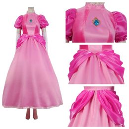 Pink Peach Dress Woman Princess Peach Dress Cosplay Costume Long Dress Girl Halloween Christmas Birthday Party Dress Masquerade