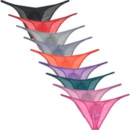 Men's Glass Yarn Bikinis Underwear Organdy Pants Sheer Cheeky Briefs Slip Hombre Bikini Briefs Sissy Brief