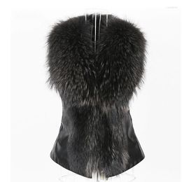 Women's Fur Autumn Faux Coat Short Horse Jacket Raccoon Collar Winter