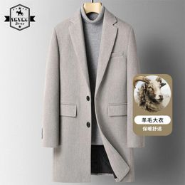 Men's Wool Blends Mid Long Peacoat Men Autumn Winter Trench Coat Woolen Korean Coat Slim Fit Thicken Overcoat Male Wool Business Jacket 231006