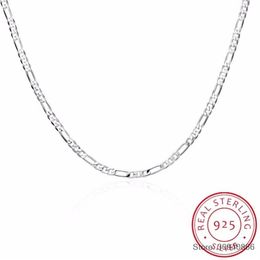 8 Sizes Available Real 925 Sterling Silver 4MM Figaro Chain Necklace Womens Mens Kids 40 45 50 60 75cm Jewellery kolye collares270K