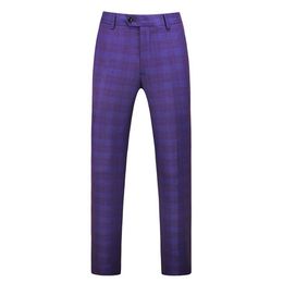 Men's Suits & Blazers Gwenhwyfar Purple Plaid Men Suit Pants Spring Male Dress Business Office Resistant Big Size Classic Tro285m