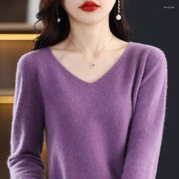Women's Sweaters Cashmere Sweater In Autumn And Winter Merino Wool Knitted V-neck Pullover Solid Color Fashion Loose Top