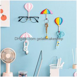 Hooks Rails Hand Ins Rainbow Wall Decor Adhesive Key Pocket Fabric Clothes Rack Waterproof Bathroom Towel Various Colours Non-Mark Dhb2O