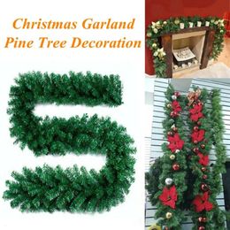 Christmas Decorations 2.7M Rattan Christmas Garland Wreath Artificial Green Christmas Tree Ornaments Wall Door Decor Xmas Home Party Hanging Ornament 231005