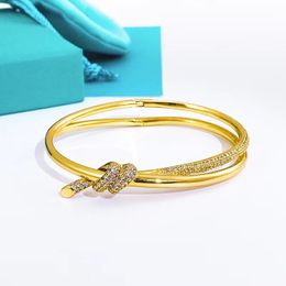 Luxury Designer Gold Diamond Bow Bracelet Women Packaging Stainless Steel Strands Couple Jewelry Gifts for Girlfriend Accessories Wholesale