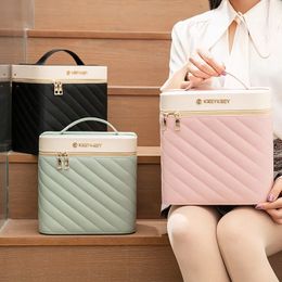 Cosmetic Bags Cases Multifunctional Portable Leather Cosmetic Bag Women's Large Capacity Cosmetic Storage Box Female Portable Cosmetic Case 231006