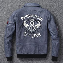 Men s Leather Faux Men Jacket Indian Embroidered Skull Bomber Clothes Military A2 Flight Jackets Top Layer Cow Coat Autumn 231005