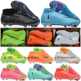 Gift Bag Quality Soccer Boots Phantoms Luna Elite FG High Ankle Knit Socks Football Cleats Kids Womens Mens Lithe Soft Leather Comfortable Training Soccer Shoes