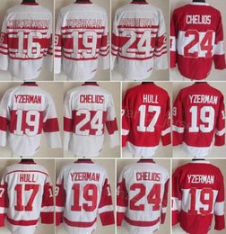 Man Vintage Hockey 16 Vladimir Konstantinov Jersey Classic CCM 17 Brett Hull 24 Chris Chelios 19 Steve Yzerman 91 Sergei Fedorov Retro 75th Anniversary Embroidery